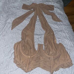 cute brown corset halter crop top